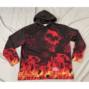 Mac Tools Mens 2X Flame Skull Long Sleeve Lightweight Hoodie--C2
